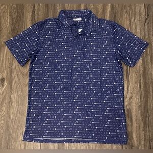 Men’s Fore Fathers Electric Co. Golf Blue Performance Stretch Polo Shirt- Medium